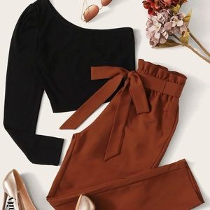 Shein one shoulder top & pants set